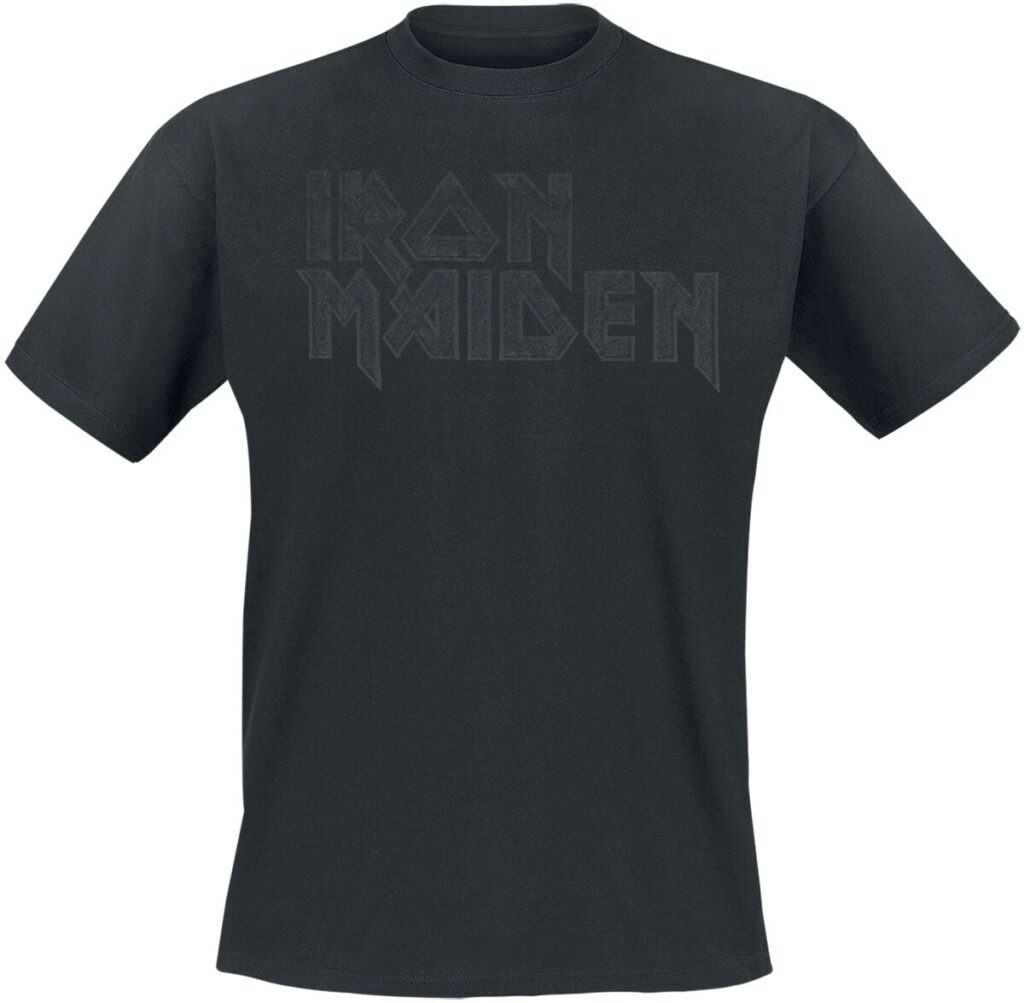 Iron Maiden Black On Black Logo Stacked T-shirt black