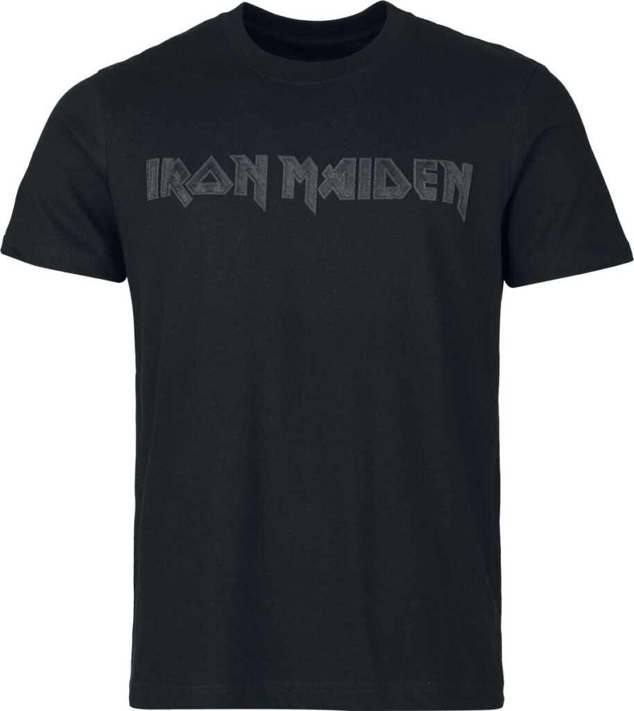Iron Maiden Black On Black Logo Stacked T-shirt black