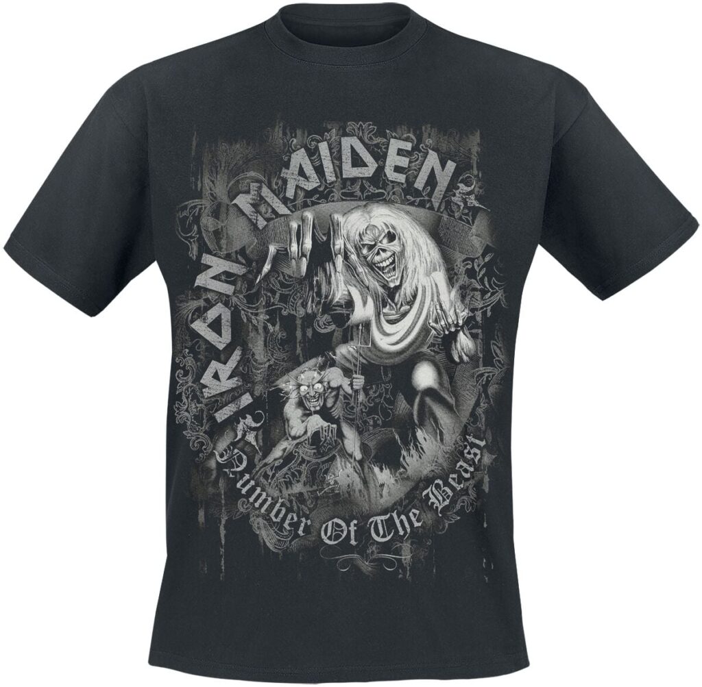 Iron Maiden Number Of The Beast Grey Tone T-shirt black
