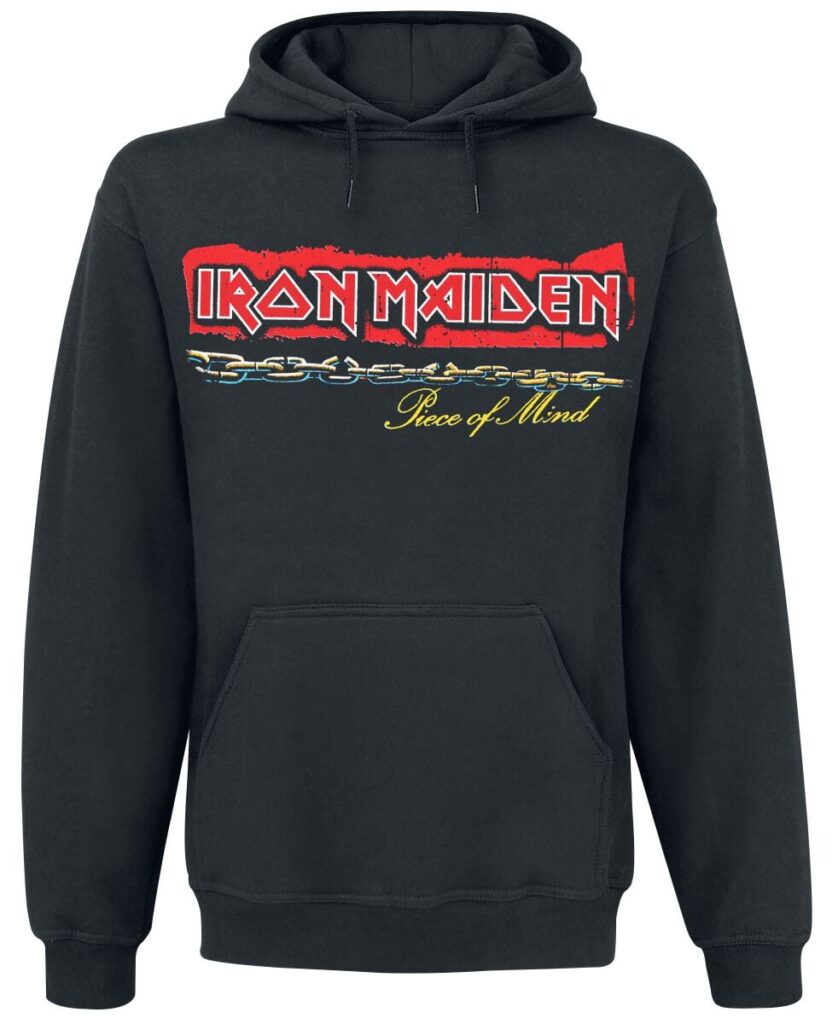 Iron Maiden POM Red Strip Logo Tracklist Hoodie black