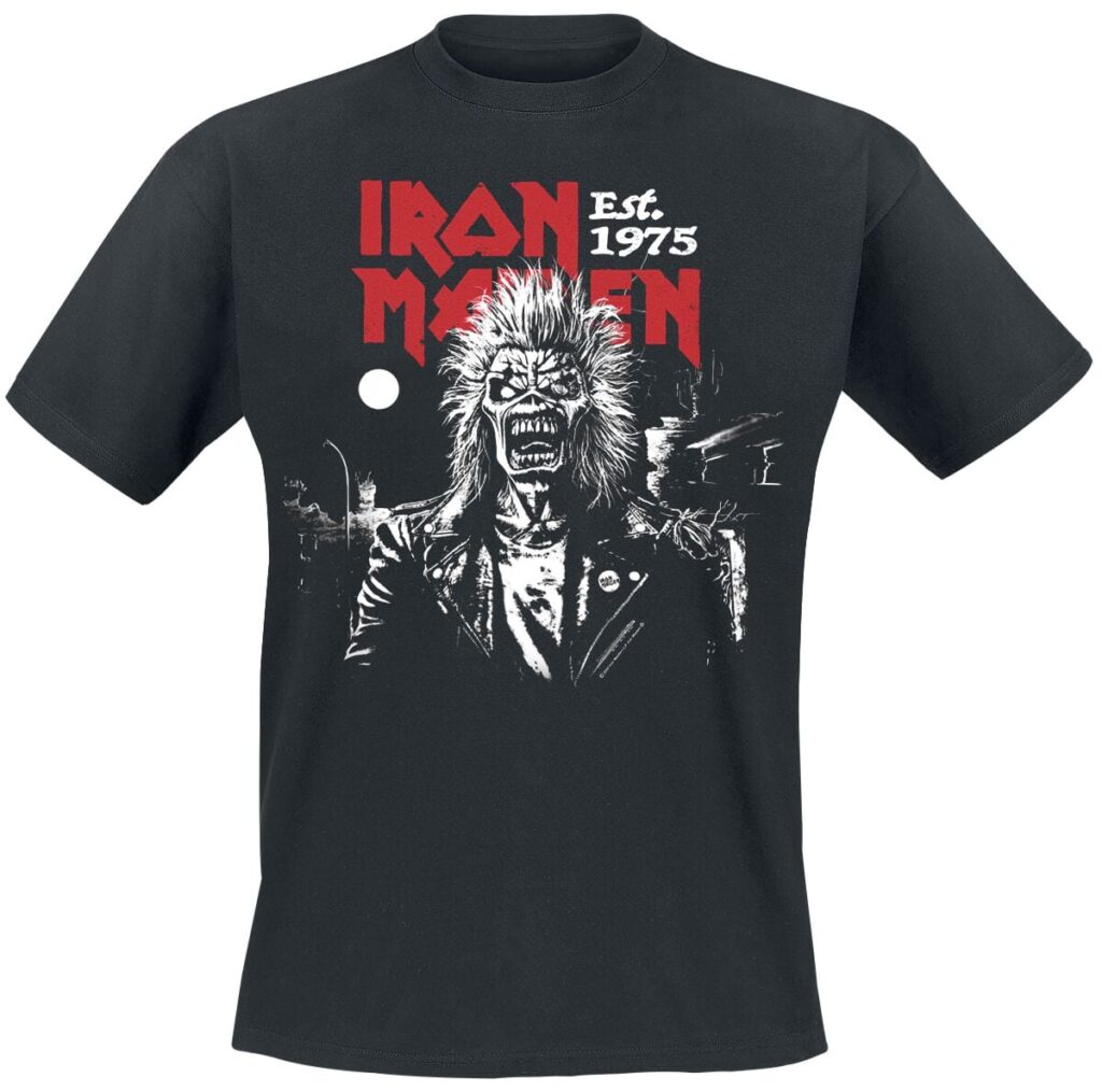 Iron Maiden Portrait Eddie Screaming Straight Logo T-shirt black