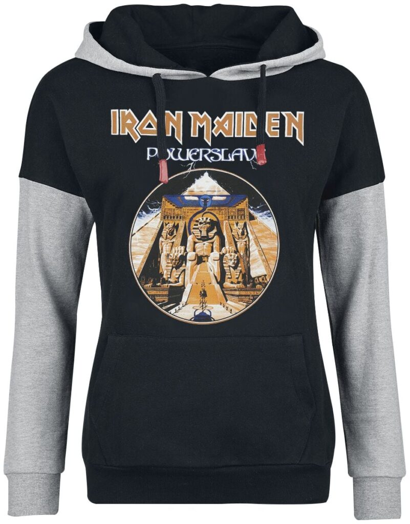 Iron Maiden Powerslave Hoodie black mottled grey