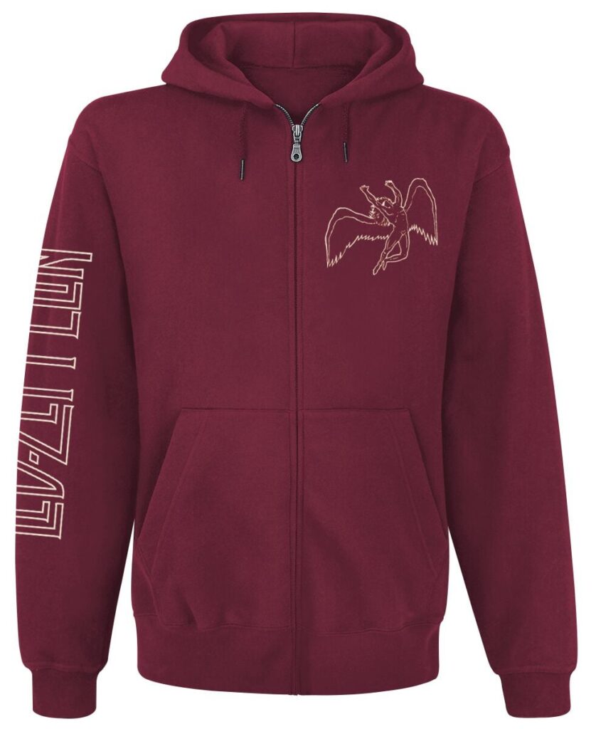 Led Zeppelin Symbols Hoodie Jacket maroon