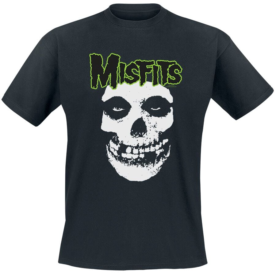 Misfits Green Skull T-shirt black