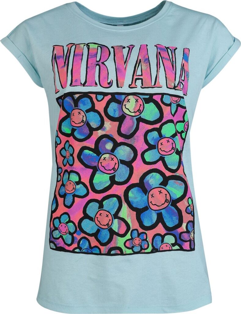 Nirvana Coloured Flowers T-shirt blue