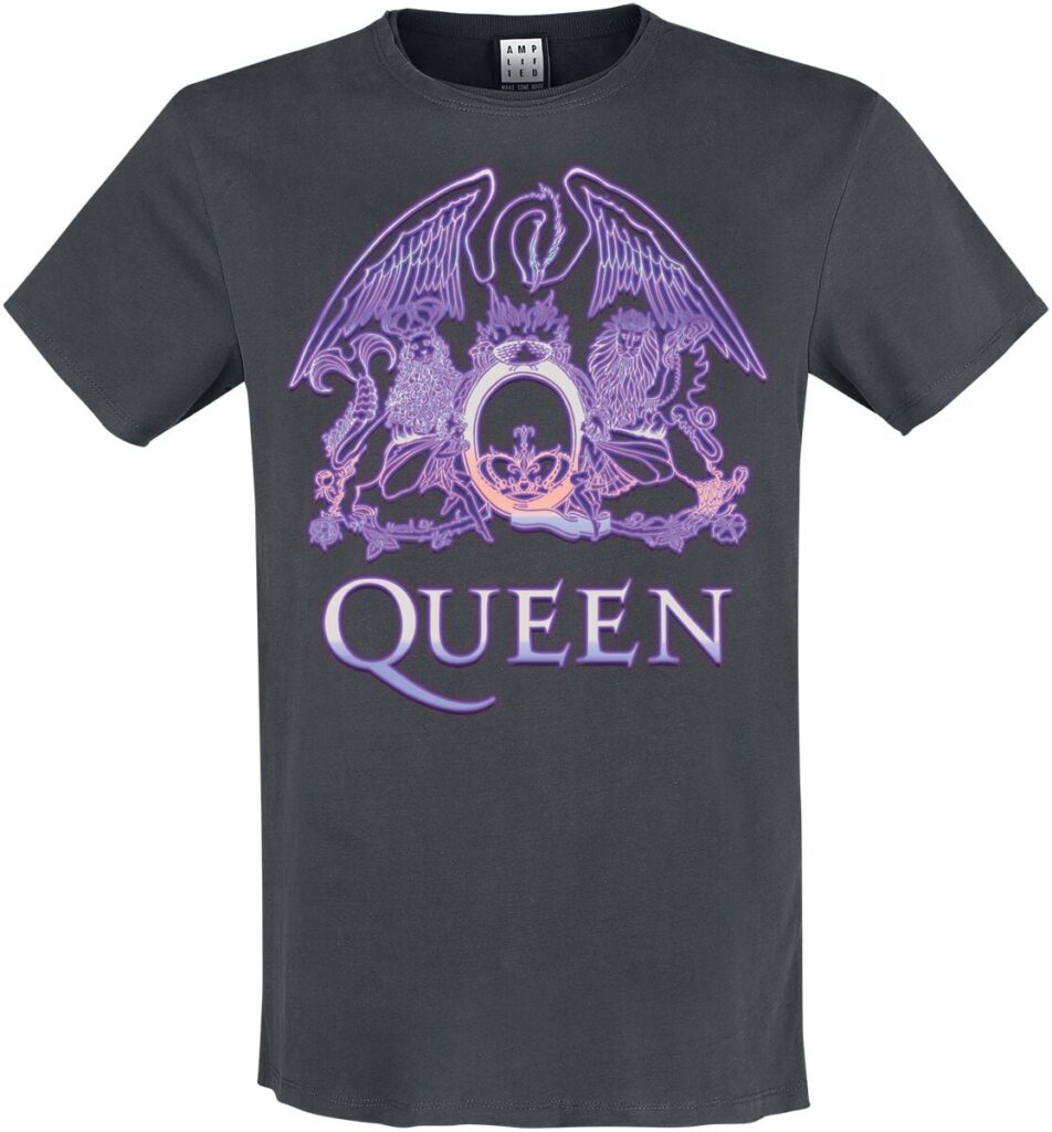 Queen Amplified Collection - Neon Sign T-shirt charcoal