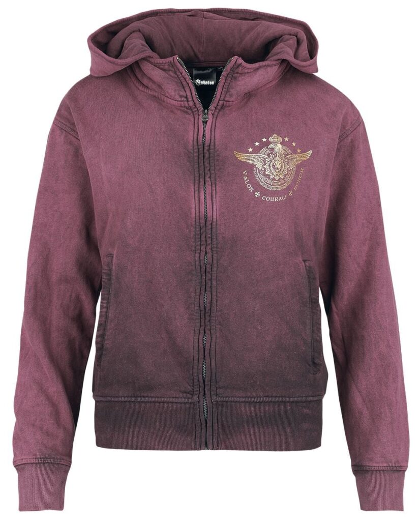 Sabaton Valor Courage Honor Hoodie Jacket wine red