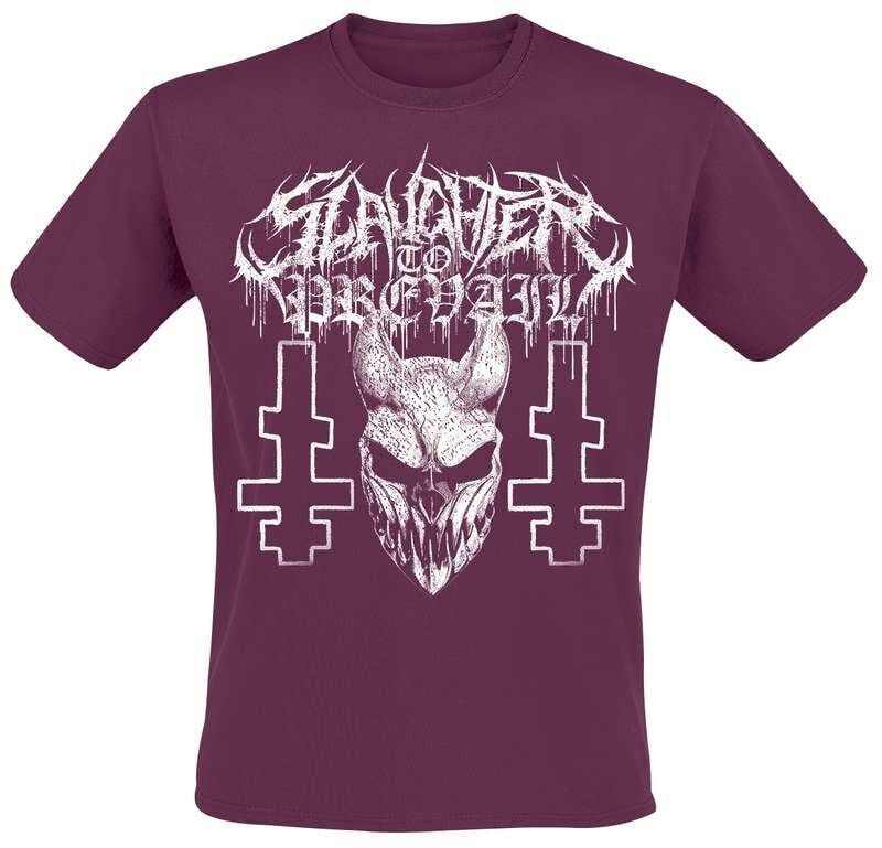 Slaughter To Prevail White Mask T-shirt burgundy