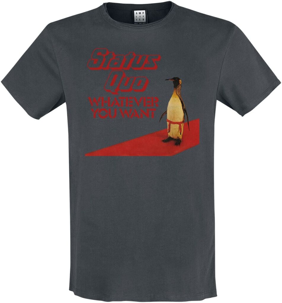 Status Quo Amplified Collection - Whatever Penguin T-shirt charcoal