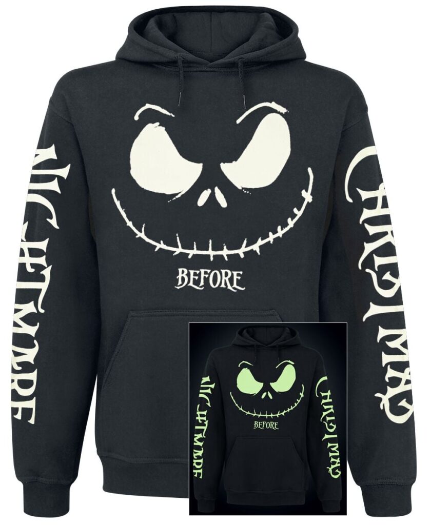 The Nightmare Before Christmas Jack face - Glow in the dark Hoodie black