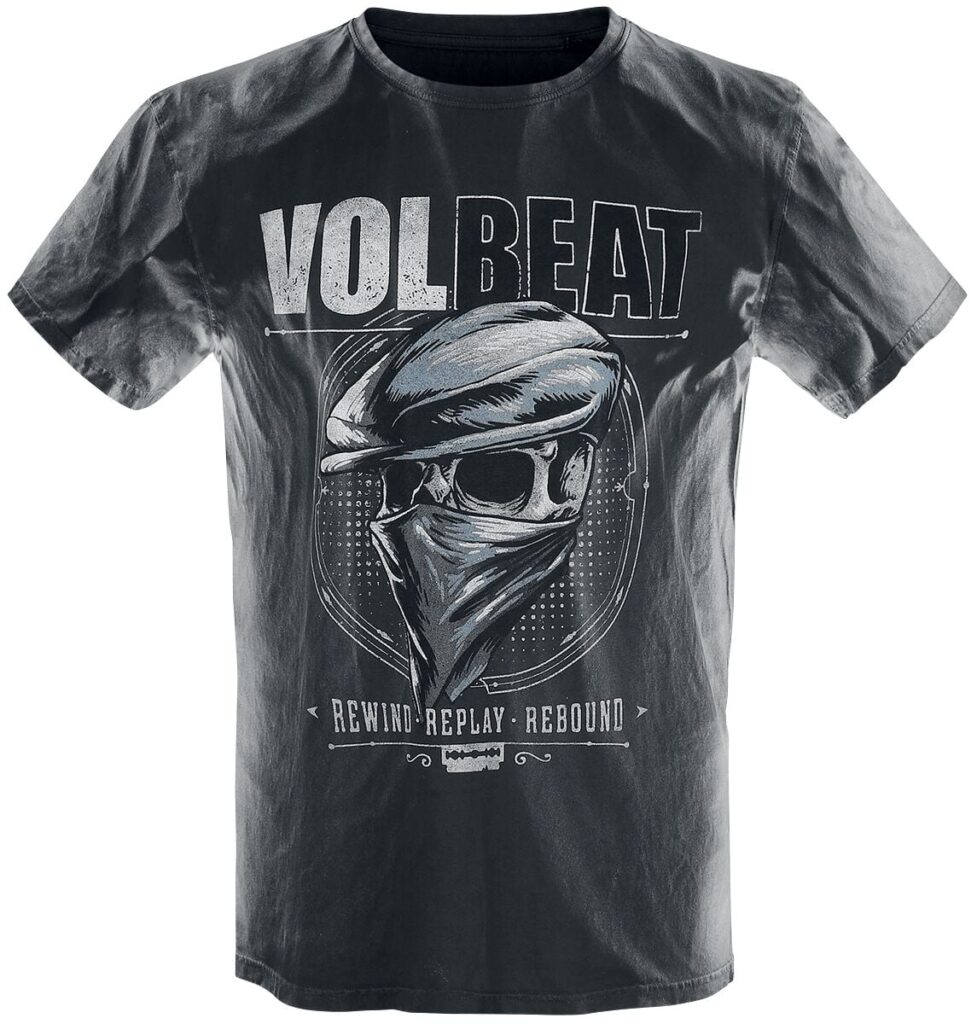 Volbeat Bandana Skull T-shirt light grey black